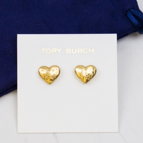 Tory Burch Heart Stud Earrings Vintage Gold - Picture 4 of 7